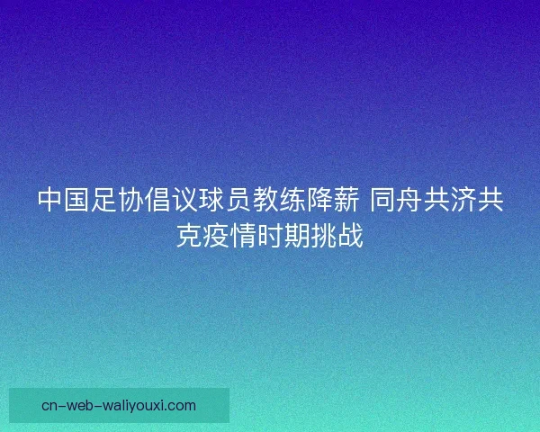 中国足协倡议球员教练降薪 同舟共济共克疫情时期挑战
